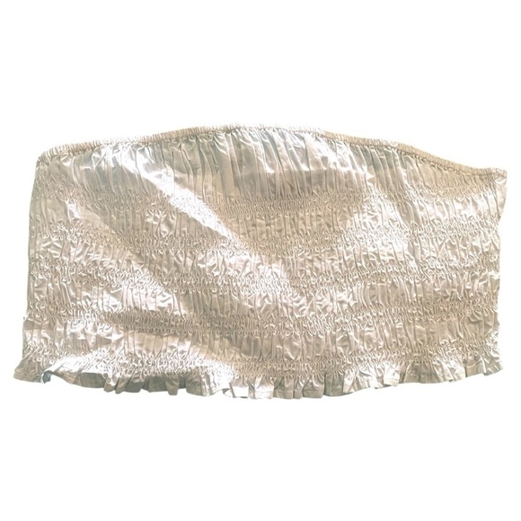 The drop women’s White Smocked Ruffled Crop Top - Picture 1 of 4